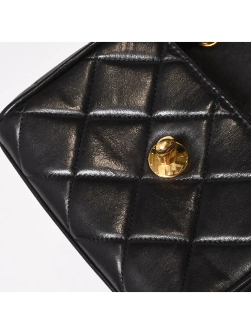 Chanel Mini Quilted S Flap S Chain Shoulder Bag CC Logo Lambskin Gold